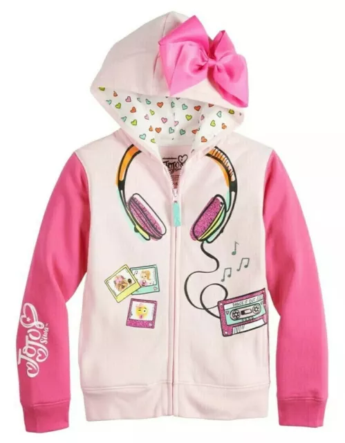 JoJo Siwa Character Headphones 3D Bow Hoodie Jacket Pink Girl's Size 4, 6X