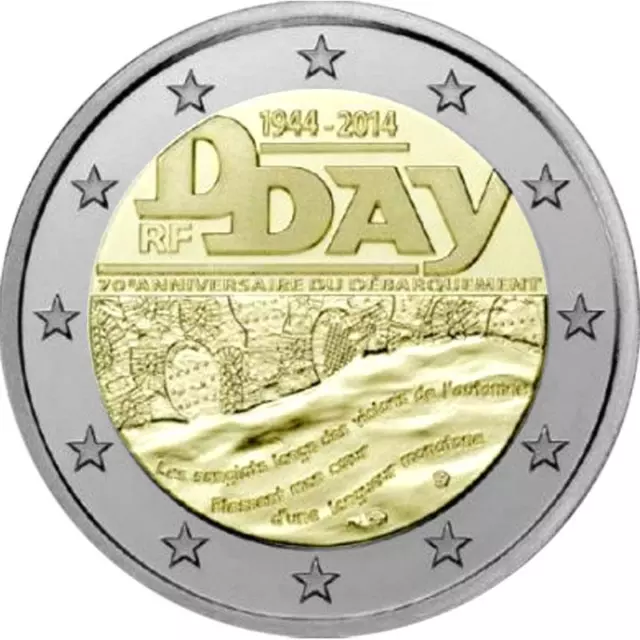 Frankreich 2 Euro Gedenkmünze Sondermünzen 2014 UNC 70. Jahrestag des D-Day lose
