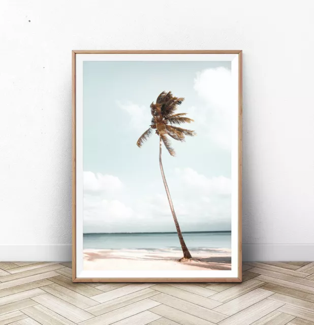 Palm Tree Beach & Ocean Art Print. A3 A2 A1 Sizes