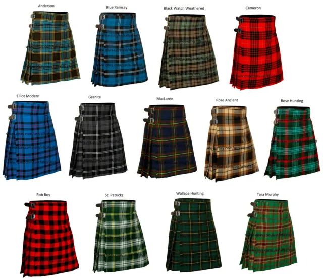 Men's 5 Yard Scottish Kilts Tartan Kilt 13oz Highland Casual Kilt (20 TARTANS)