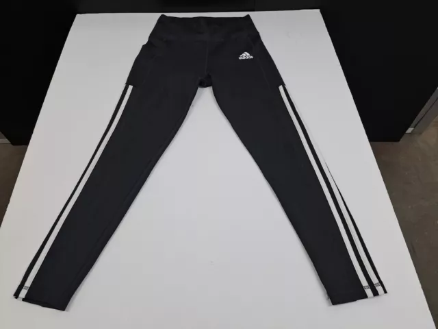 Adidas Aeroready Womens Size Small 3 stripe leggings Grey Pants #4258