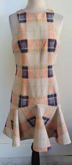 FINDERS KEEPERS Womens Ivory/Apricot Check Dress Size M