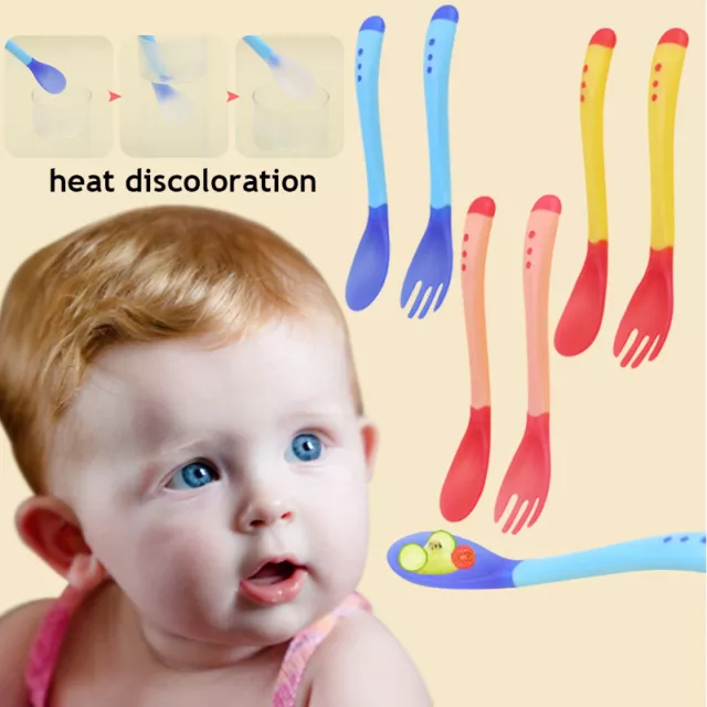 Cuchara de detección de temperatura, adecuada para niños cuchara de alimentación cabeza de silicona E
