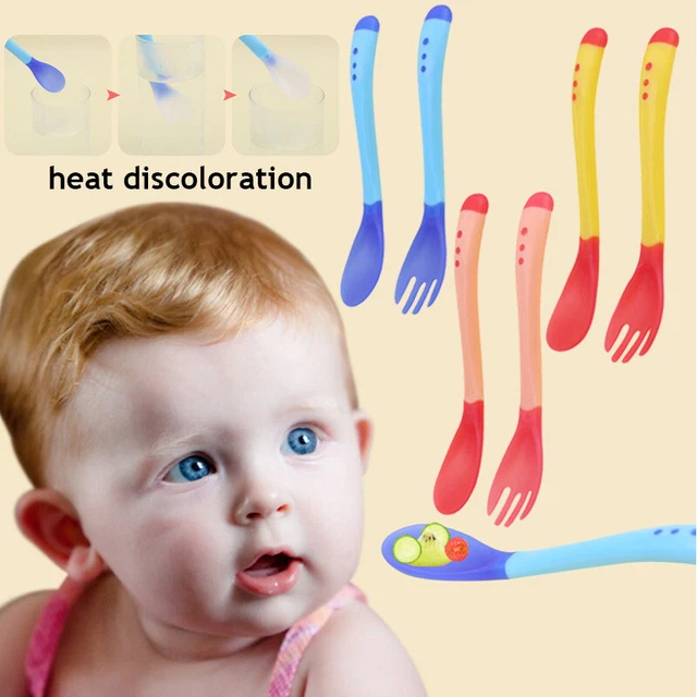 Température Détection Cuillère, Compatible Pour Enfants Silicone Tête Nourritu ,