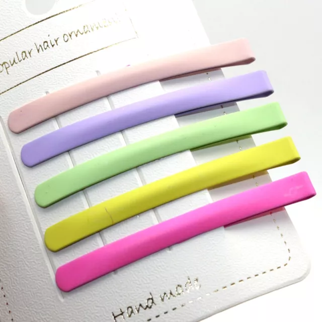 10pcs Mixed Bright Color Flat Top Bobby Hair Pin Clips 6X68mm Hair Slides Clips