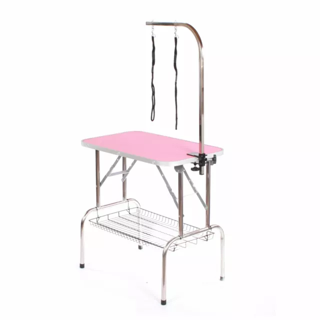 Acero Inoxidable Perro Higiene Mesa Grande Portátil Móvil Pet Rosa Por Pedigroom