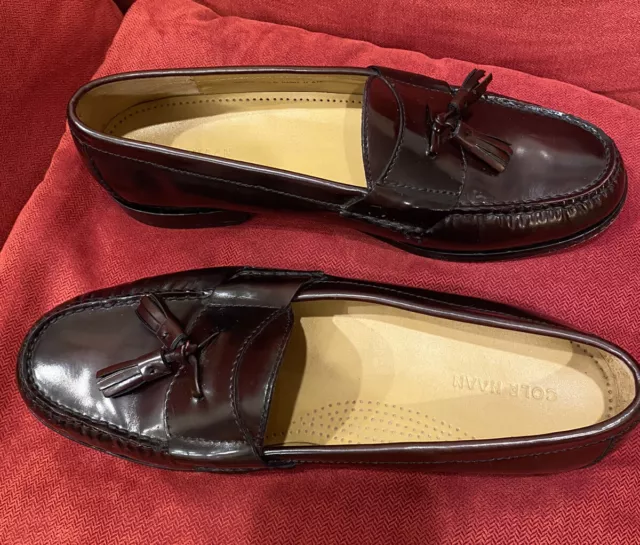 COLE HAAN PINCH Tassel Mens Size 11.5 D Burgundy Loafers Leather Slip ...