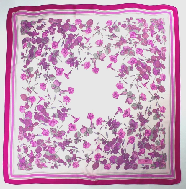 Foulard Vintage En Soie Antoine Paris - Motif Floral Multicolore - Occasion Bon état
