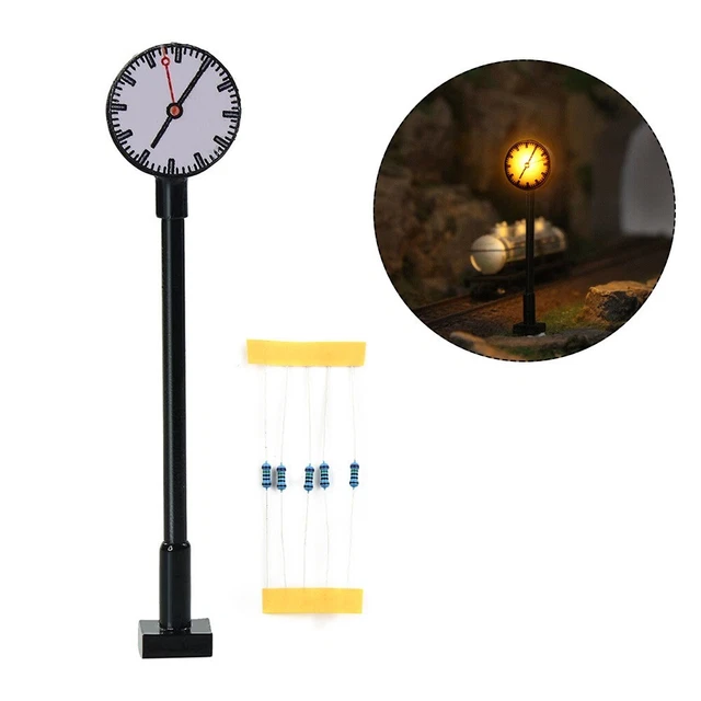 Plattformuhr Lampe Modellleuchte HO Maßstab Modellbahn Eisenbahn warmgelb 1:87