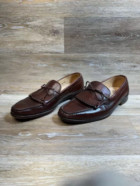ALLEN EDMONDS ALTON Brown Leather Fringe Top Loafers Men's Size 9.5 $48 ...