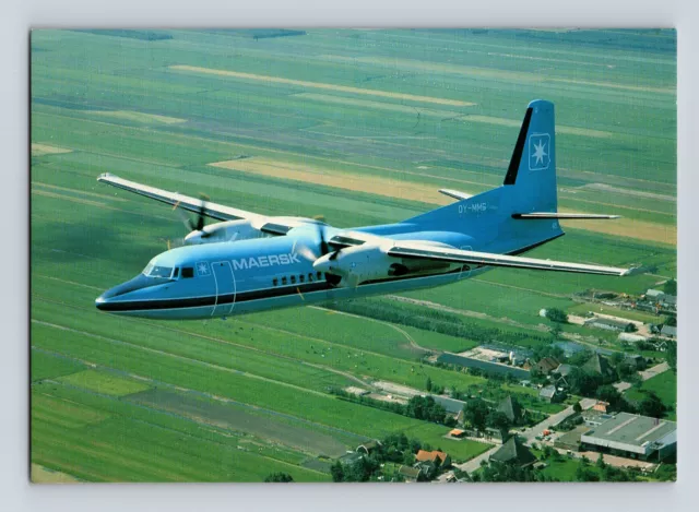 Aviation Postcard Fokker 50 Maersk Air Airline Oy-MMG In Flight Airplane A8