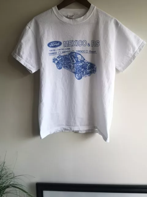 Vtg Y2K Ford Mexico & RS (escort) Tshirt Adults White Small/Medium