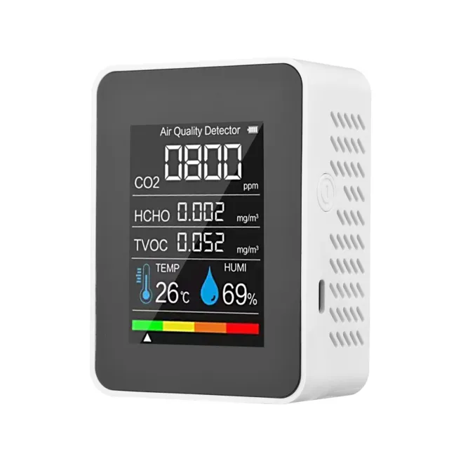 5 in 1 CO2 Detector Portable Air Quality Monitor Indoor HCHO TVOC Tester Z1H9