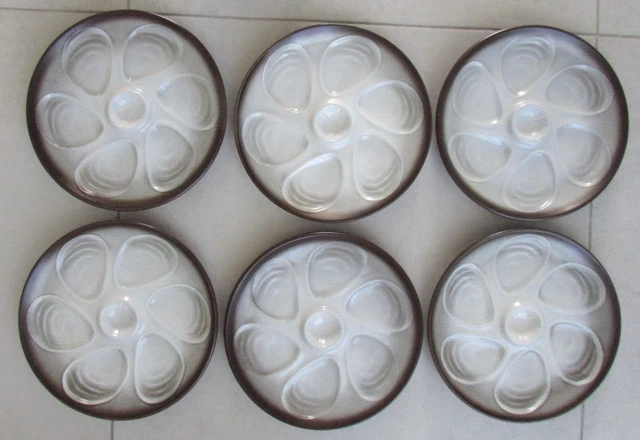 6 Assiettes à Huîtres Arcoroc Luminarc - Vintage France Années 80 - 27 Cm