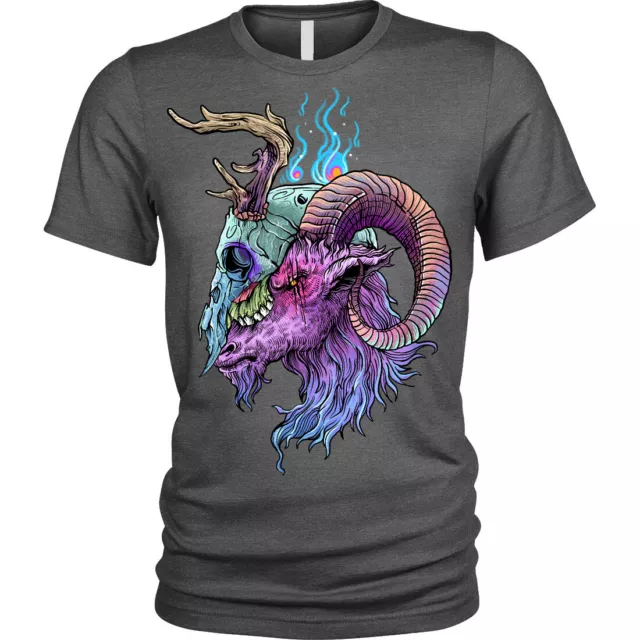 Ram Skull T-Shirt horn gothic metal demon Unisex Mens