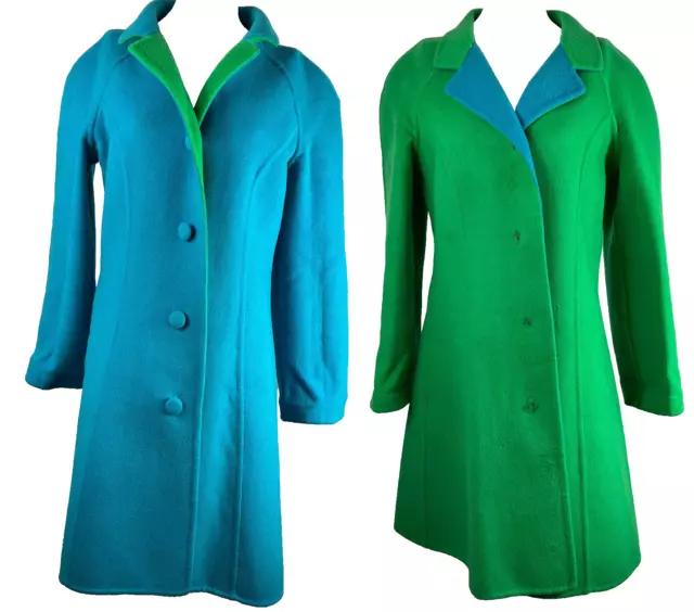 Rare Pucci Braniff Airlines Coat Blue Green Stewardess Flight Attendant Reversib