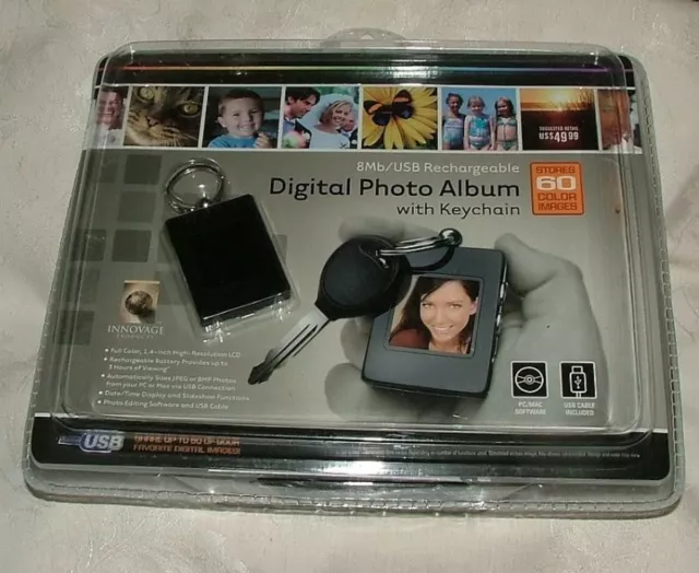 Digital Photo Album Key chain 8mb / USB rechargeable 60 color images NWT 