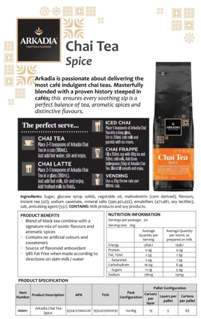 Chai Tea Spice 12 x 1KG Bulk Pack for Cafes, Restaurants & Venues Wholesale
