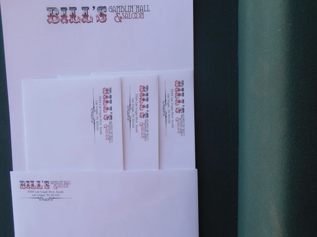 Bills casino stationary. 4 #10 reg env and 3 8/1/2+11 sheets This casino is now