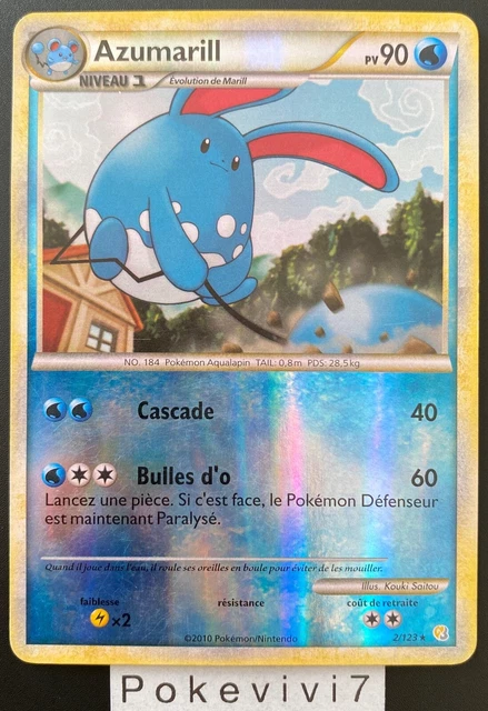 Carte Pokemon AZUMARILL 2/123 HOLO REVERSE HGSS HEARTGOLD SOULSILVER FR OCCASION