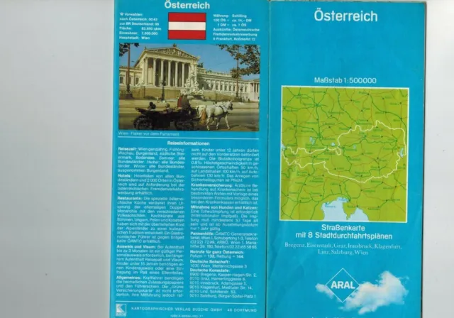 Österreich Straßenkarte mit 8 Stadtdurchfahrtsplänen Ausgabe 1981/82