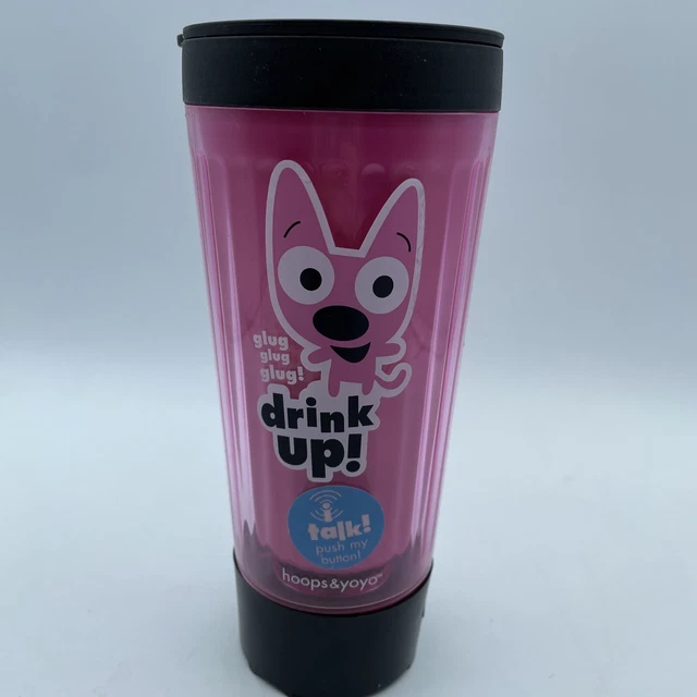 Cup insulated with lid hoops and yo-yo glug glug glug drink up talks Works 2 AA