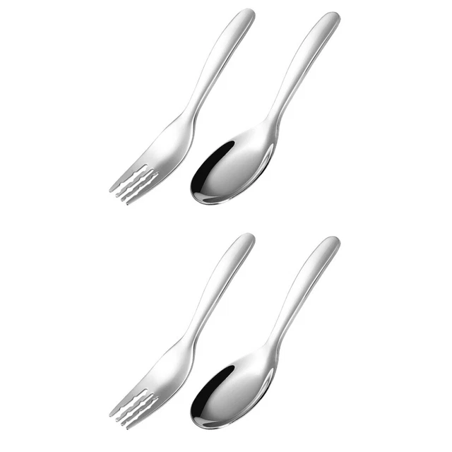 Juego de 2 cucharas y tenedores seguros para autoalimentación para niños para entrenamiento autoalimentación