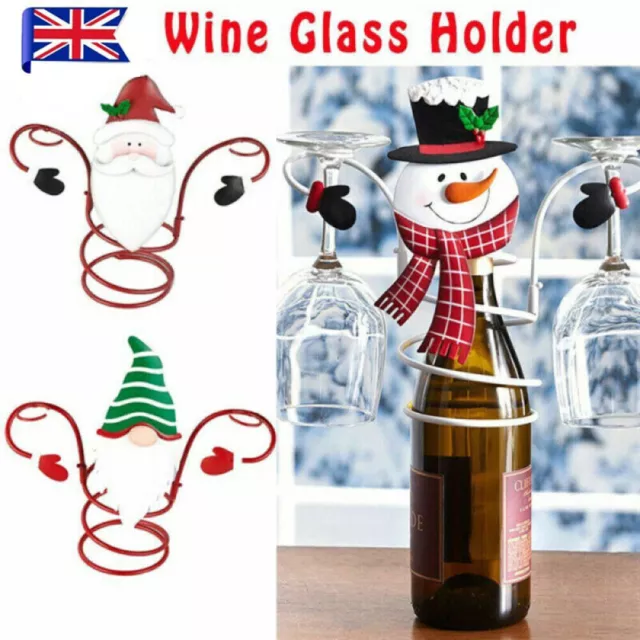 Christmas Wine Bottle & Glass Holders Wall Mounted White Wine Rack Champagne