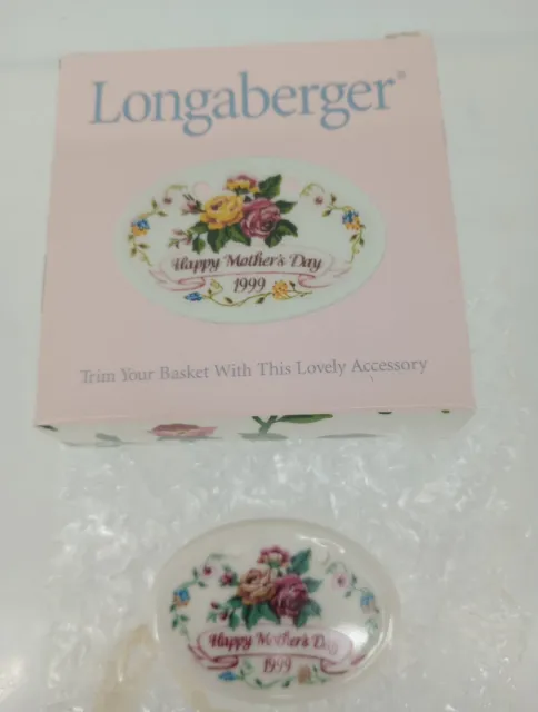 Vtg Longaberger 1999 Happy Mothers Day Basket Tie-on NIB