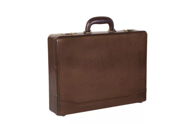 AKTENKOFFER KOFFER  ATTACHE CASE ZAHLENSCHLOSS LEDERFUTTER   2001 braun