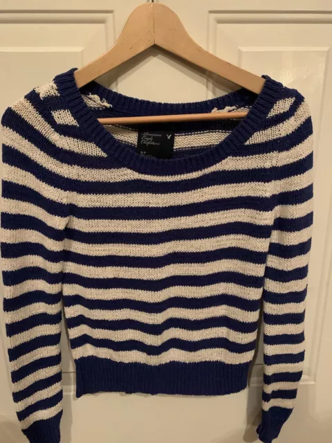 American Eagle Knit Sweater - Women's Small - Blue/white Stripe - EUC