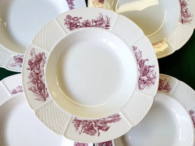 Lot De 6 Assiettes Creuses WEDGWOOD PATRICIAN - Faïence Moulée Angleterre - Occasion