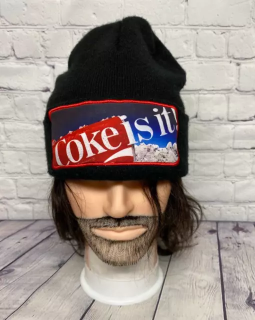 Coca-Cola Beanie Winter Hat Cap Toque Black Coke Is It! Casual Cozy Soda Pop