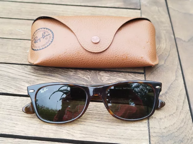 Ray Ban NEW WAYFARER rb2132 montatura tartaruga occhiali da sole verdi 52