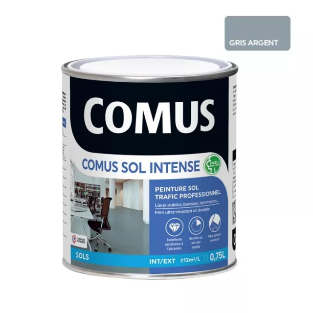 COMUS SOL INTENSE GRIS ARGENT  0.75L Peinture sols intérieurs et extérieurs. tra