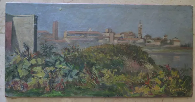 Paysage Campagne Emilia Romagna tableau Ancienne Peinture Huile Signé 900 p8