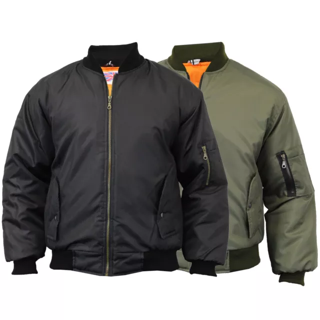 Mens Bomber Jacket Ma1 Army Pilot Biker Military Security Padded Harrington Coat