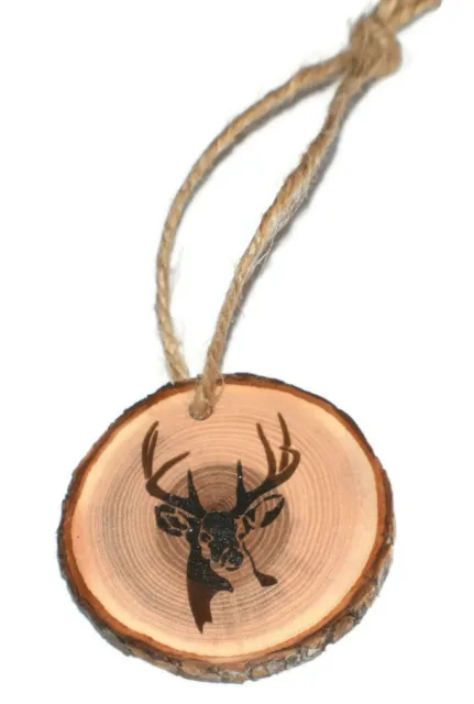 Majestic Big Buck wood ornament, deer head holiday gift hunting trophy