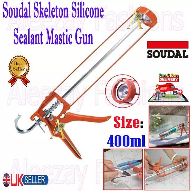 Soudal Skeleton Silicone Sealant Tube Applicator Caulking Mastic Gun Up to 400ml