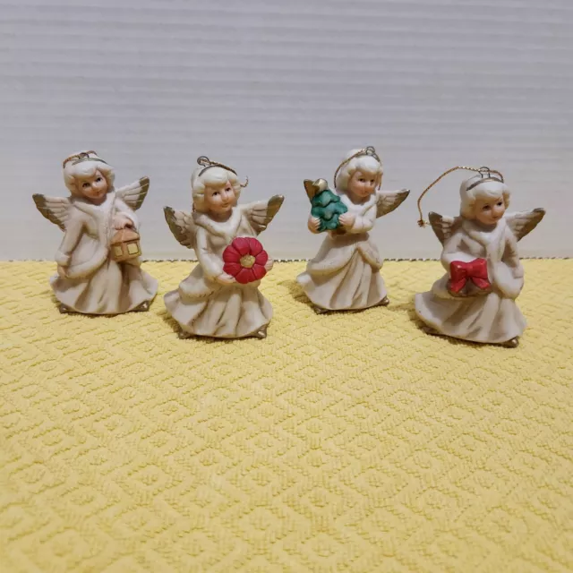 Set of 4 Homco Vintage Christmas Angel Ornaments