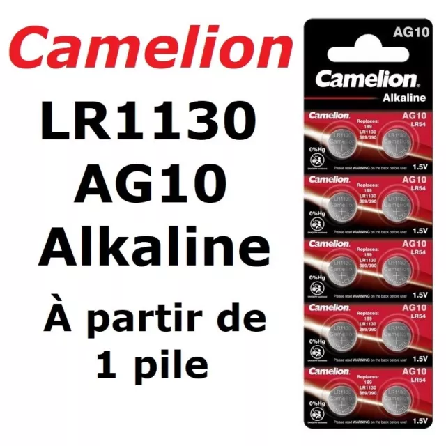 Pile Bouton LR1130 / AG10 / LR54 / SR1130W / 189 / 389 / Camelion 1,5V