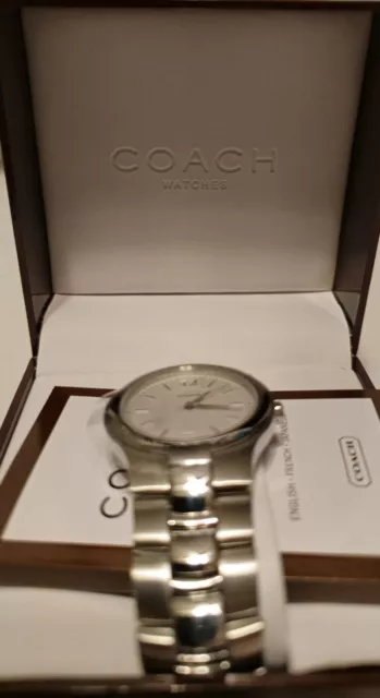 Coach Men Stainless Steel & Band White Dial Swiss Quartz Date Watch New Nver Wrn 3