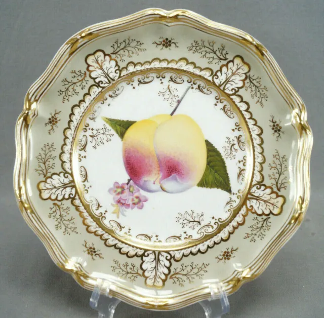 Davenport Hand Painted Braddock's American Peach Grey & Gold Plate Circa 1830-45