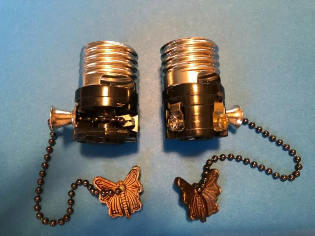 Set of 2 - 250V 660W - WA-201 Sun Lite brand Lamp Sockets with Pull Chain