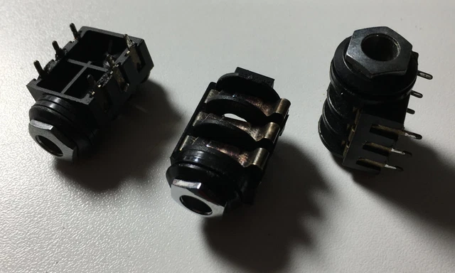 Lot De 10 Prises Jack 6.35 Mm Stéréo 3 Broches - Pour Montage Sur Circuit Imprimé (PCB), Plaqué Or, 50V/1A - 5