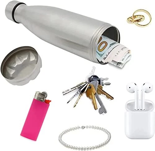 mabela Cachette Secrète en Véritable Gourde Aluminium avec Double Fond