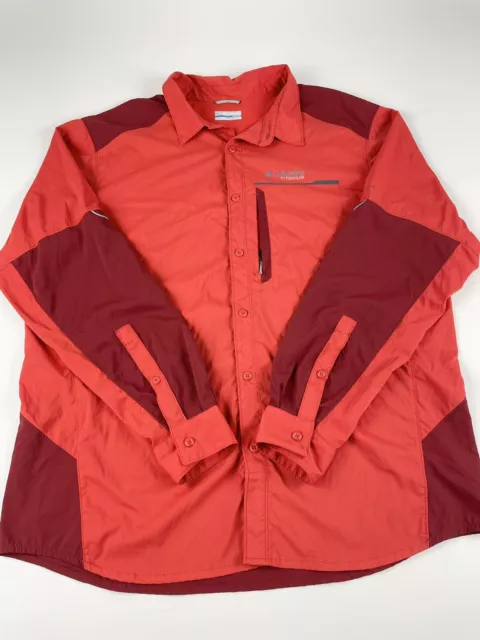 Chaqueta Columbia Titanium Para Hombre XL Roja Omni Sombra Botón Frontal Rompevientos Ventilado