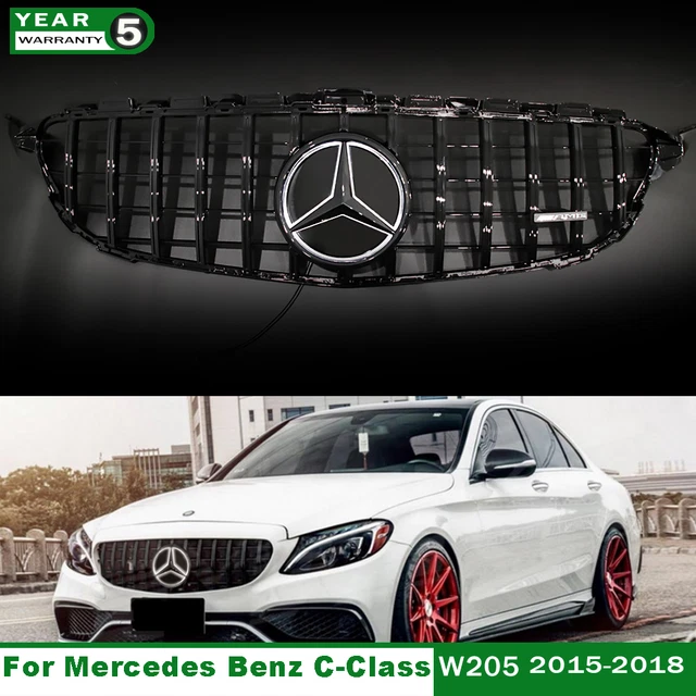 Genuine Mercedes-Benz Gloss Black LED Front Emblem – W205 Class, P/N: A0008171016 / A000888060, Made In Germany