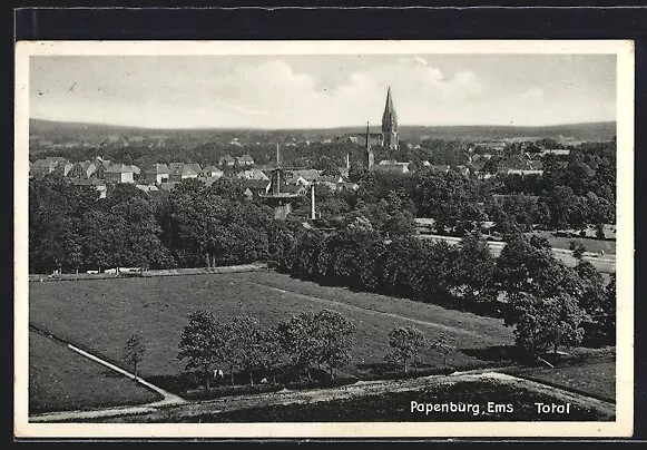 Ansichtskarte Papenburg /Ems, Totalansicht mit Kirche 1932