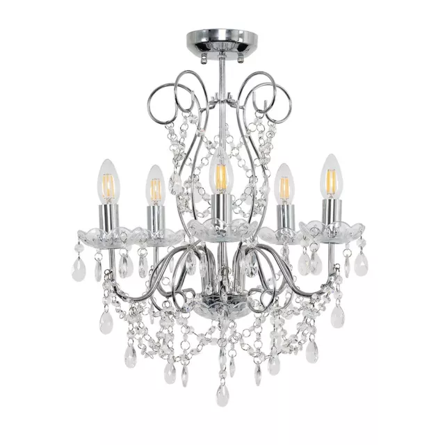 5 Wege Kristall Kronleuchter Chrom Deckenleuchte Original K5 Glas Juwelen LED Glühbirnen